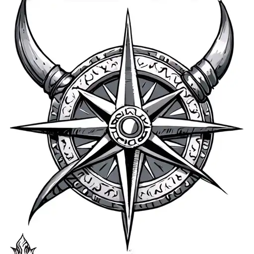 Viking hand tattoo design featuring Norse compass  tattoo design idea