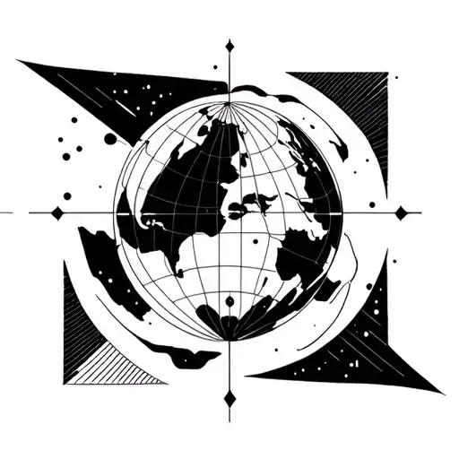 planet earth with tattoo design idea