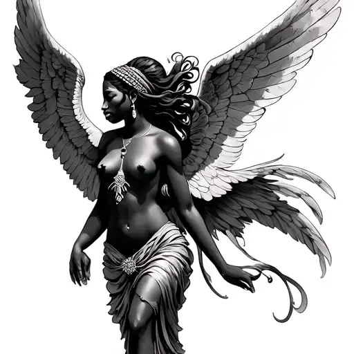 African Angel tattoo design idea