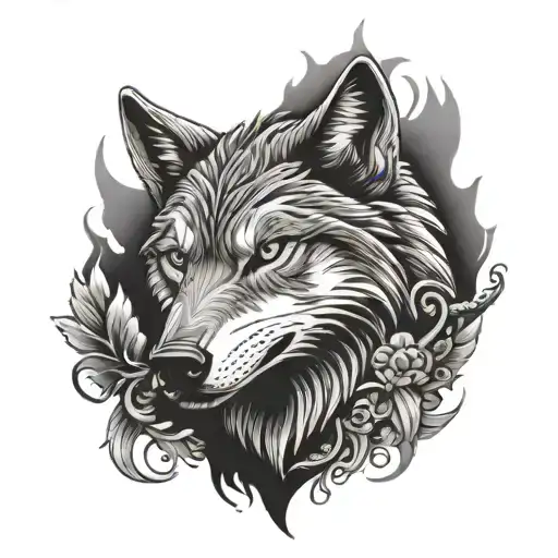 wolf and eagle  tattoo design idea