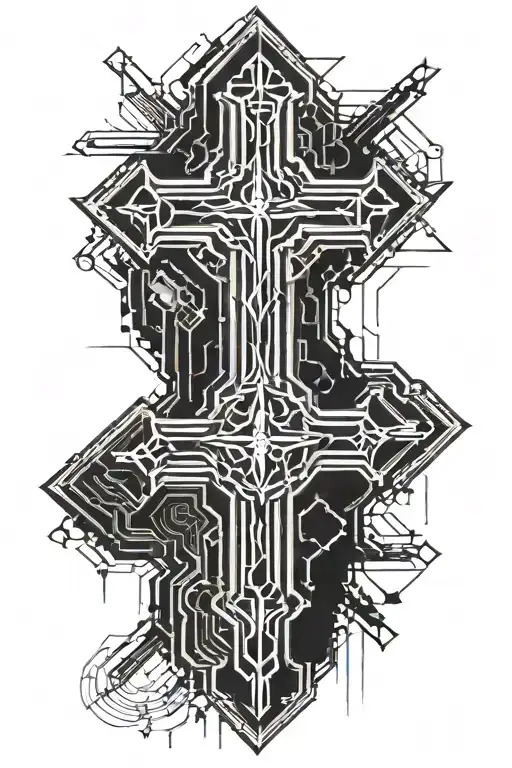 gothic cross tattoo, detailrd tattoo design idea