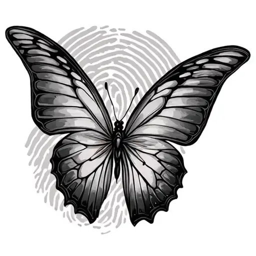 Fingerprint Butterfly wings tattoo design idea