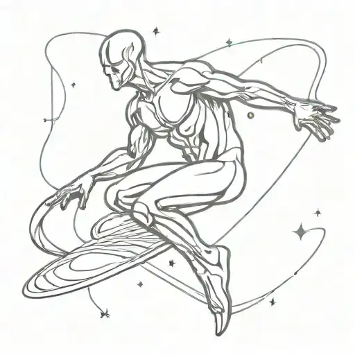 silver surfer in galaxy tattoo design idea
