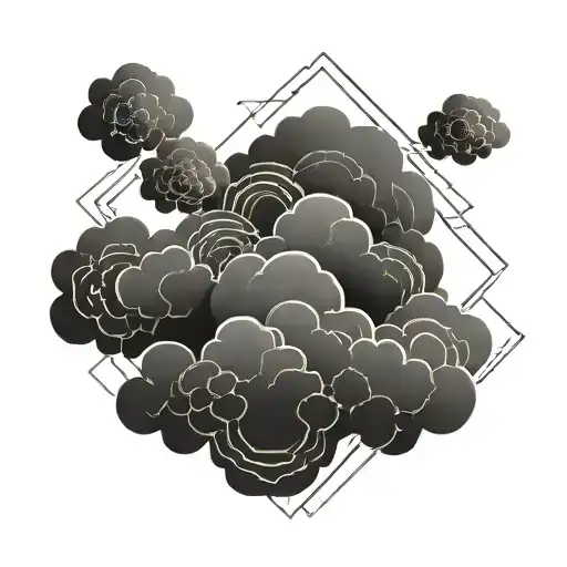 Black and white tattoo of three storm clouds forming a point tattoo design idea