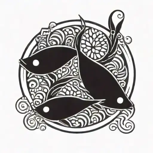 fish scales circle border tattoo design idea