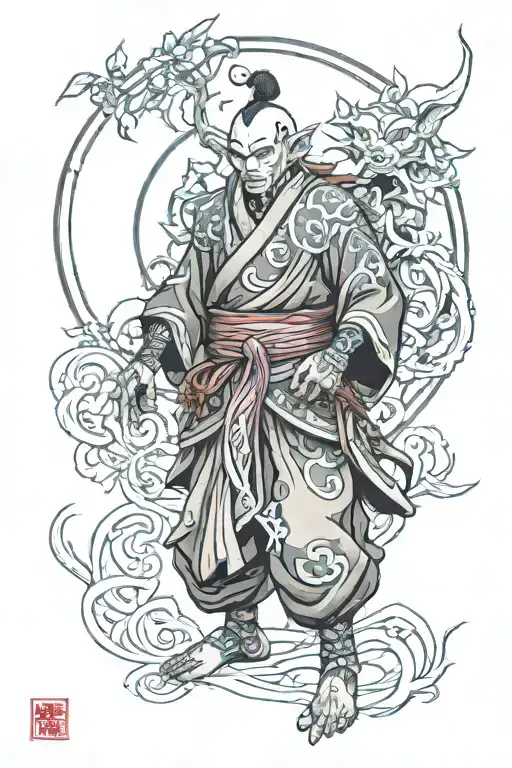 The Night Elf Monk from world of warcraft tattoo design idea