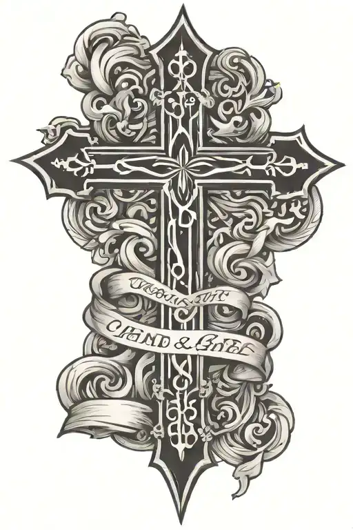 cross John 3:16 words in cross tattoo design idea