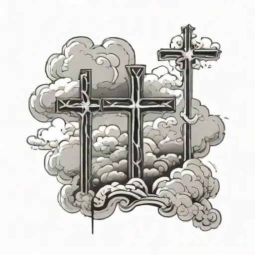 3 Crosses With Clouds tattoo design idea
