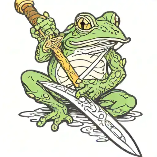 Frog holding Sword tattoo design idea