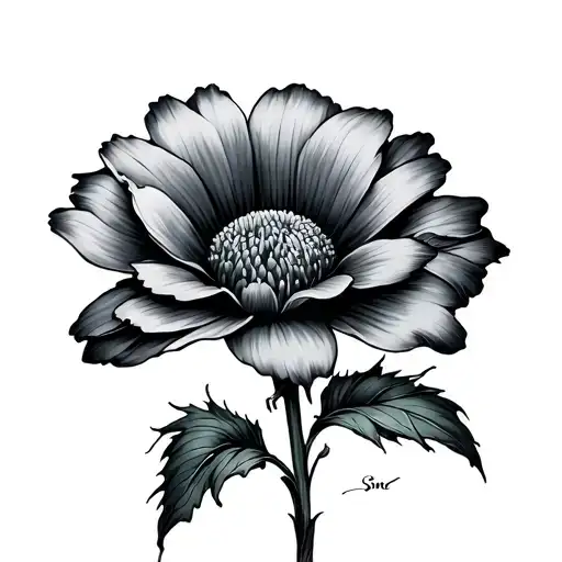 shaded flower with writing tattoo design idea