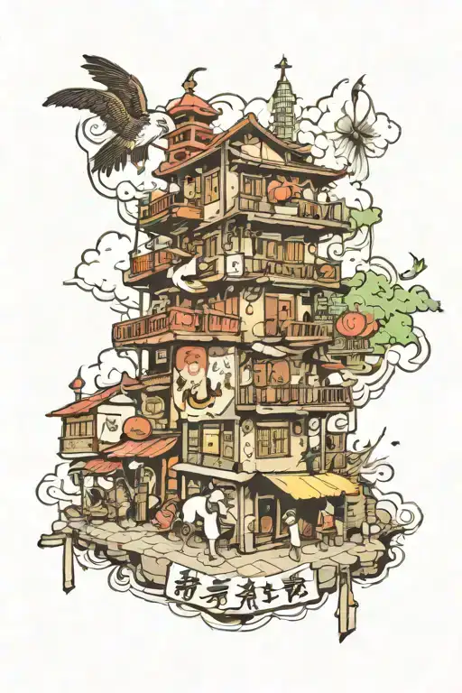 Hong Kong street scene tattoo design idea