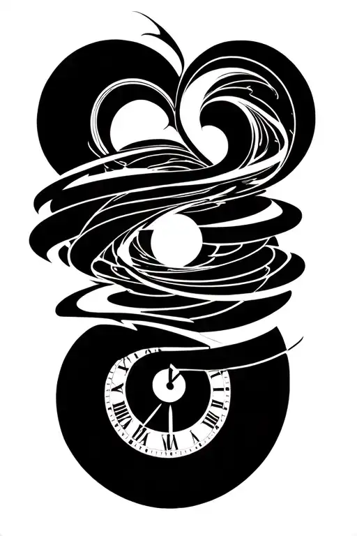 4. Wave-Function SpiralA spiral made from a wave function (ψ symbol or sine waves) wrapping around a clock face.Impl tattoo design idea