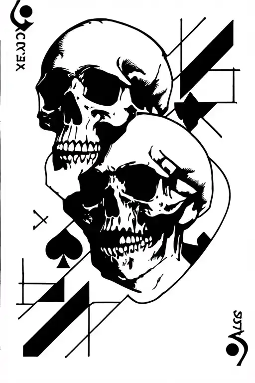 laugh now cry later skulls tarot carde tattoo design idea