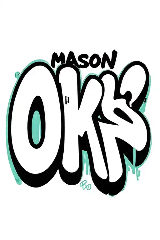"mason" bubble letter graffiti name tattoo design idea
