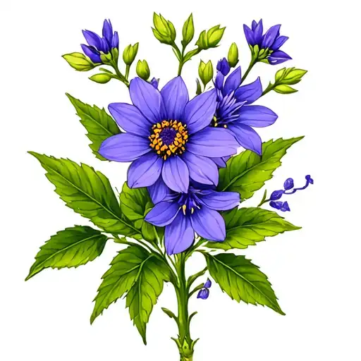 Aster  hawthorn larkspur Flower tattoo design idea