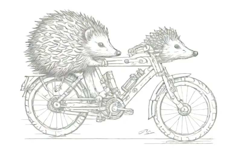 hedgehog on bike tattoo design idea