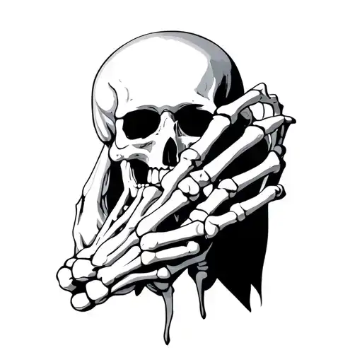 sucubus being choked with skeleton hand tattoo design idea
