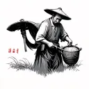 Chinese Farmer tattoo design idea