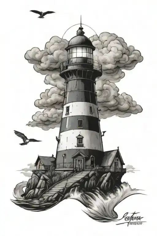lighthouse tattoo design idea