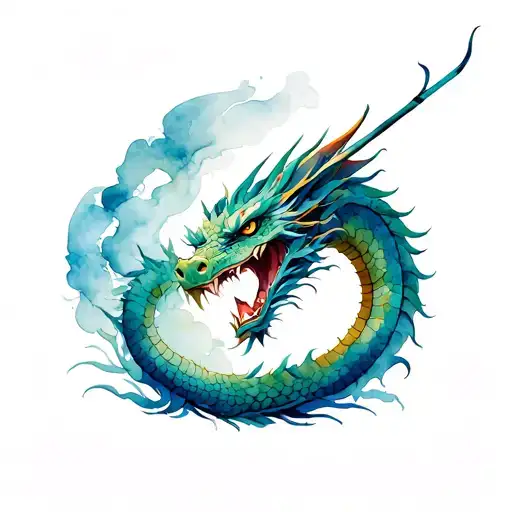 samurai and dragon tattoo design idea