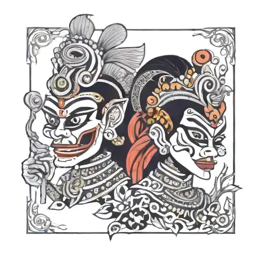 wayang indonesian puppets twins tattoo design idea