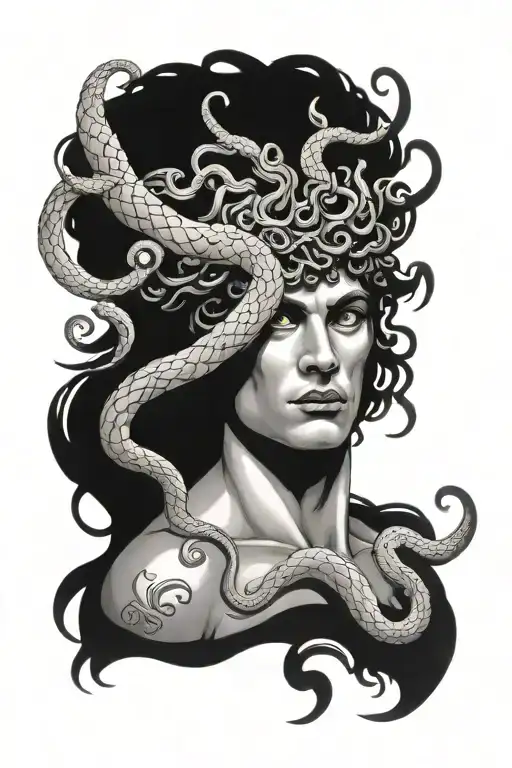 Perseus holding Medusa tattoo design idea