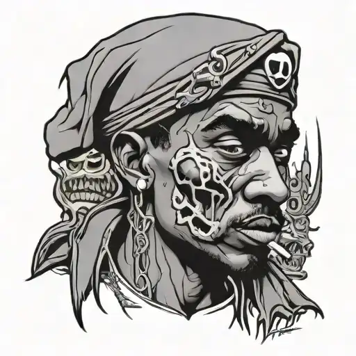 zombie Tupac Shakur cartoon tattoo design idea