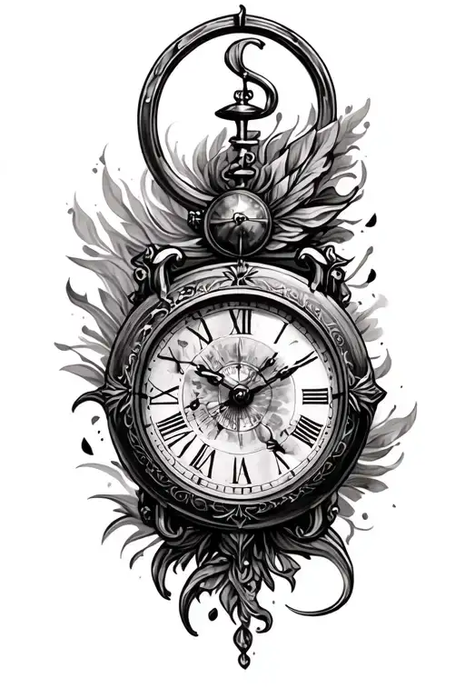 A tattoo about the time, make a reloj de arena, reloj normal y una brujula tattoo design idea