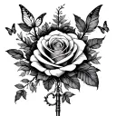 Breath, Rose, Feather, Ivy, Tree Of Life, butterfly, Key tattoo design idea