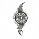 a circle that includes 2 wings and a star surrounded and filled by celtic and tribal symbols tattoo design idea