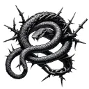 broken chain snake wrapped in thorns wrapped tattoo design idea