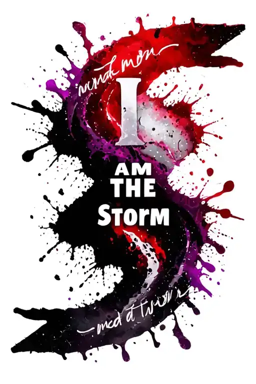 "I am the storm" add more purple tattoo design idea