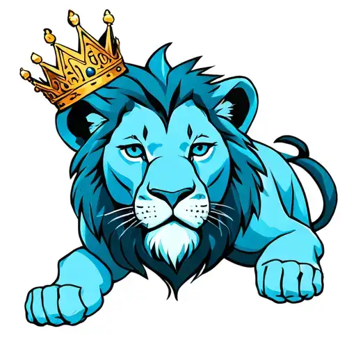 Lioness With a glacier golden Crown tattoo design idea