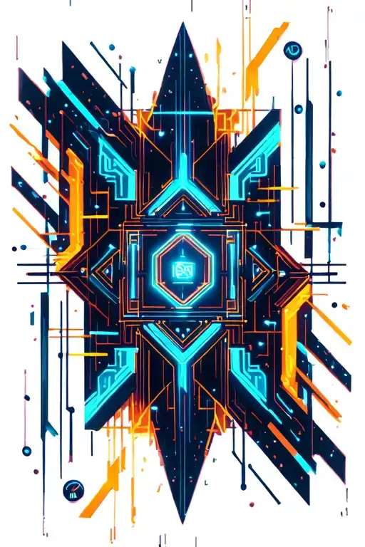 neon circuitry, futuristic geometry, space background  tattoo design idea