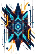 neon circuitry, futuristic geometry, space background  tattoo design idea