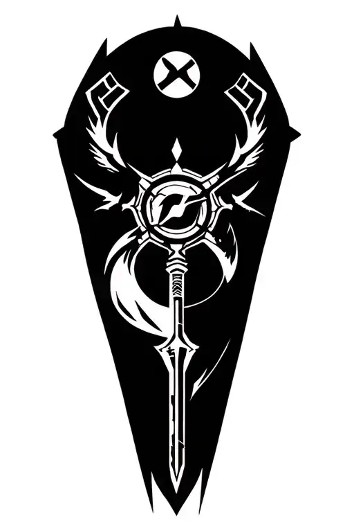 anime insipred tattoo. iconic item, weapons, symbols  etc from yu gi ih, naruto, pokemon, dargon ball z, beyblade, zoids tattoo design idea