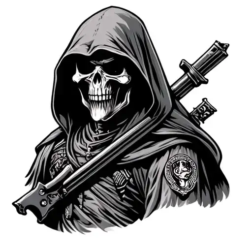 hooded grim reaper and USMC tattoo design idea