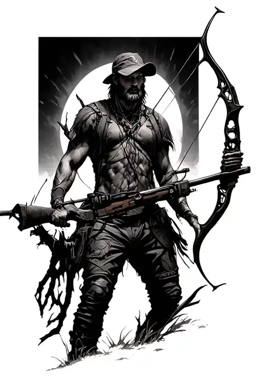 Genesis 27 3 bow hunting scene tattoo design idea