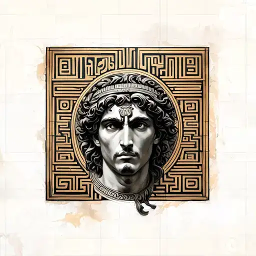  Theseus, labirinth, greek meander tattoo design idea