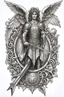 angel micheal sword shield scales tattoo design idea