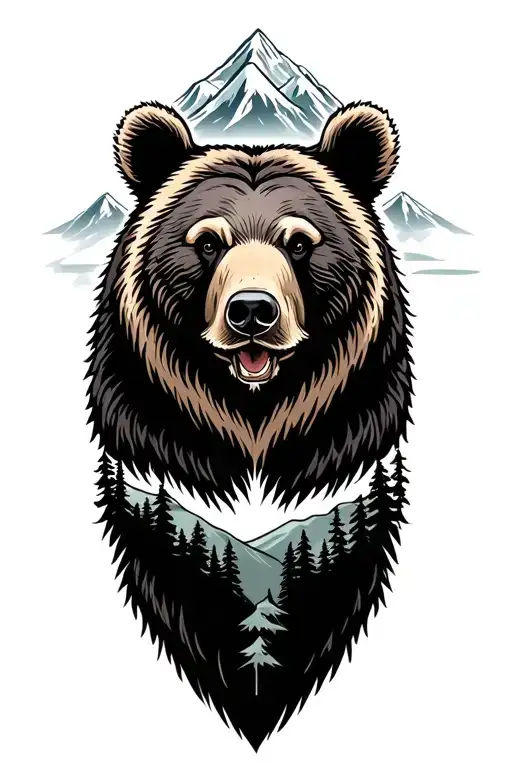 bear with Appalachian Mountains behind it  tattoo design idea