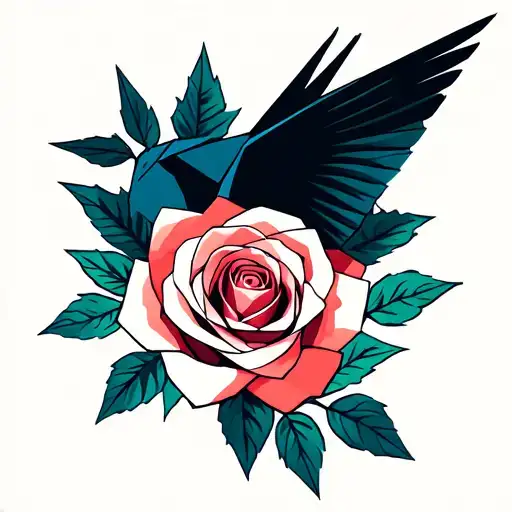 crane origami with rose origami. title under them (have a little faith) tattoo design idea
