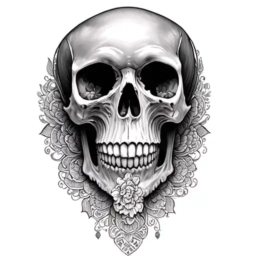 skull mandala half sleeve black and white tattoo tattoo design idea