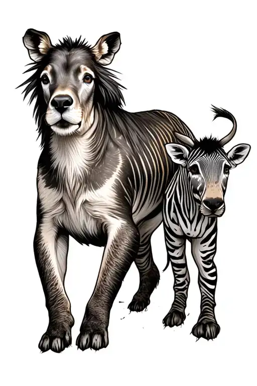 reuben with safari scene with animals tattoo design idea