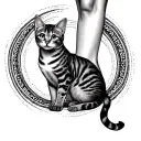 Bengal cats create magic circles around human legs tattoo design idea