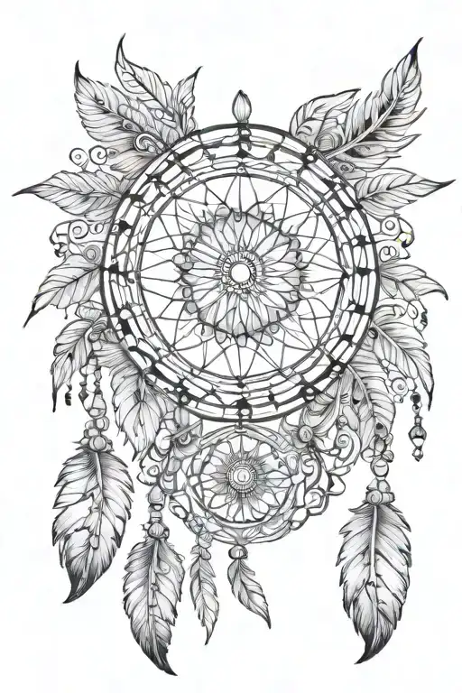 bohemian lace sun dream catcher with name on it tattoo design idea