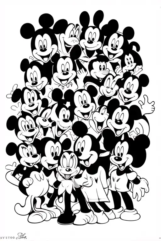all 90's disney cartoon characters surrounded tattoo design idea