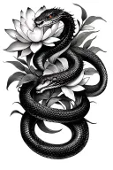 Snake And Lotus tattoo design idea