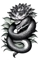 Snake And Lotus tattoo design idea