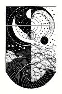 balance, nature elements, moon phases, linework, mental health/spirituality, universe, time/clock, hour glass, geometry  tattoo design idea